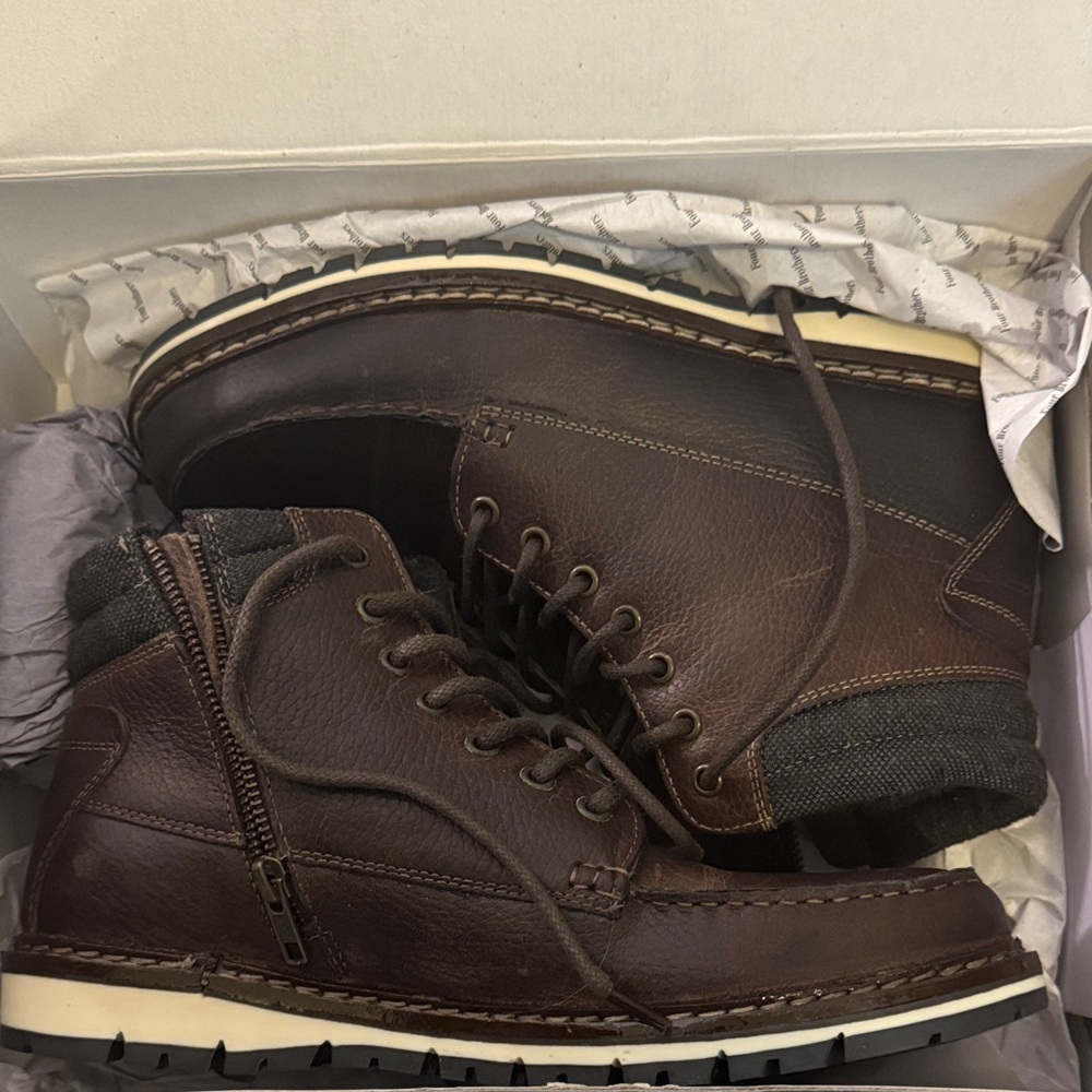 Men's Dark Brown Leather Boots with Zipper